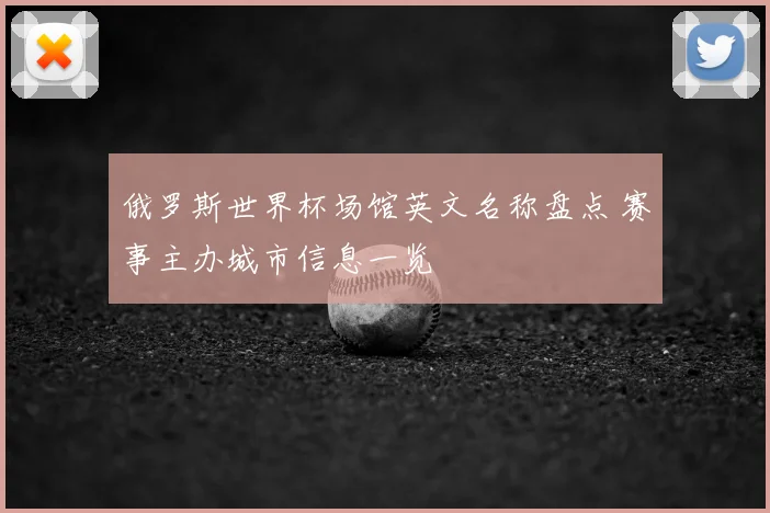 俄罗斯世界杯场馆英文名称盘点 赛事主办城市信息一览